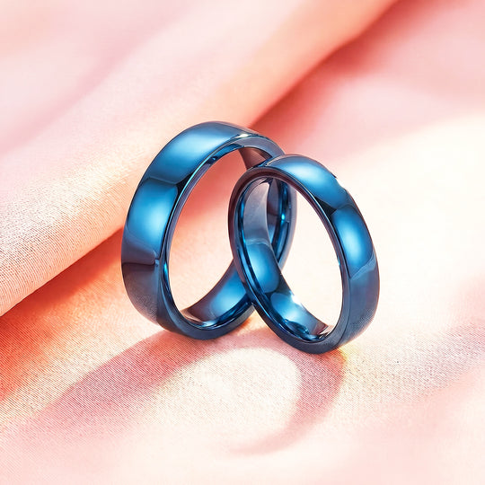 Classic Blue Couple Rings | Matching Blue Stainless Steel Couple Rings