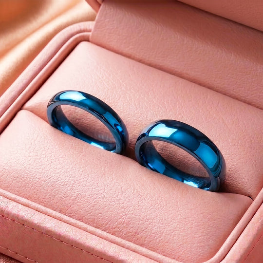Classic Blue Couple Rings | Matching Blue Stainless Steel Couple Rings