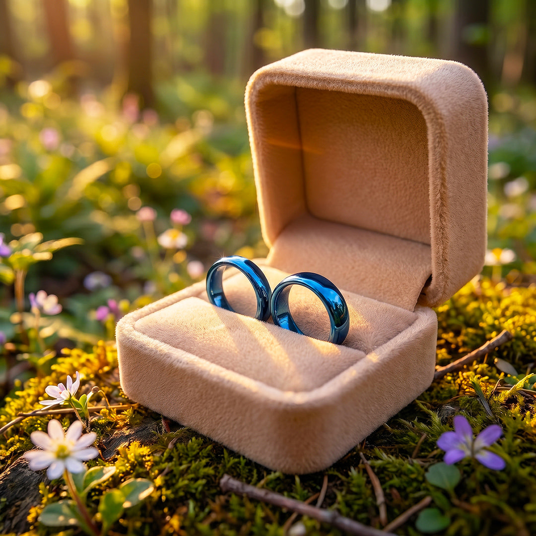 Classic Blue Couple Rings | Matching Blue Stainless Steel Couple Rings