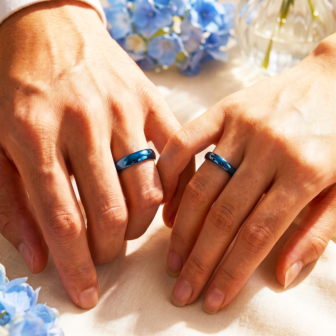 Classic Blue Couple Rings | Matching Blue Stainless Steel Couple Rings