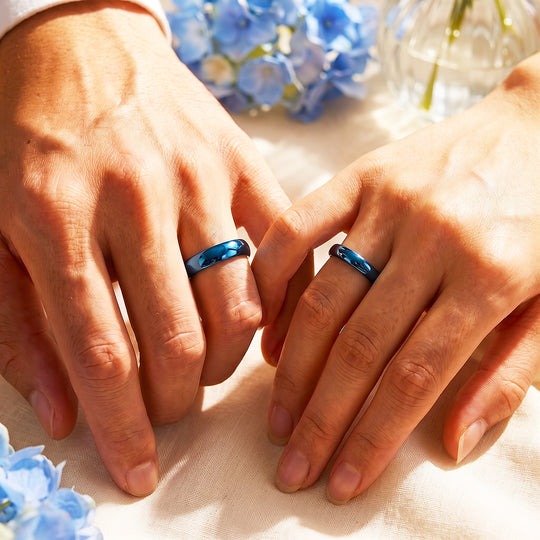 Classic Blue Couple Rings | Matching Blue Stainless Steel Couple Rings