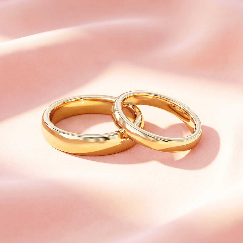 Classic Gold Couple Rings | Matching Gold Stainless Steel Couple Rings