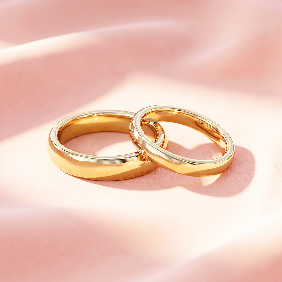 Classic Gold Couple Rings | Matching Gold Stainless Steel Couple Rings