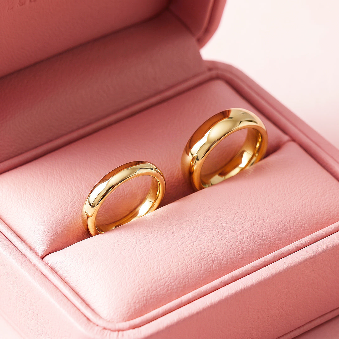 Classic Gold Couple Rings | Matching Gold Stainless Steel Couple Rings