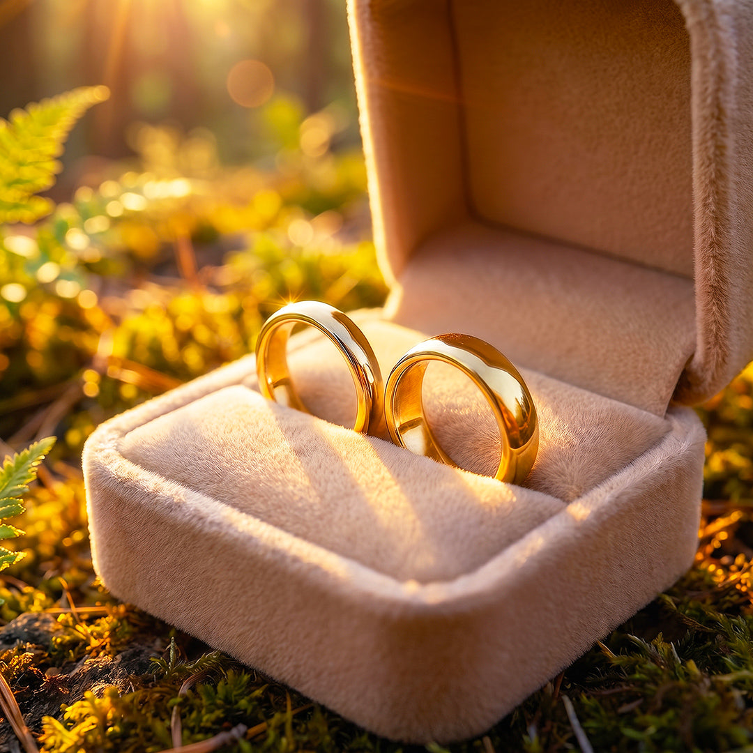 Classic Gold Couple Rings | Matching Gold Stainless Steel Couple Rings