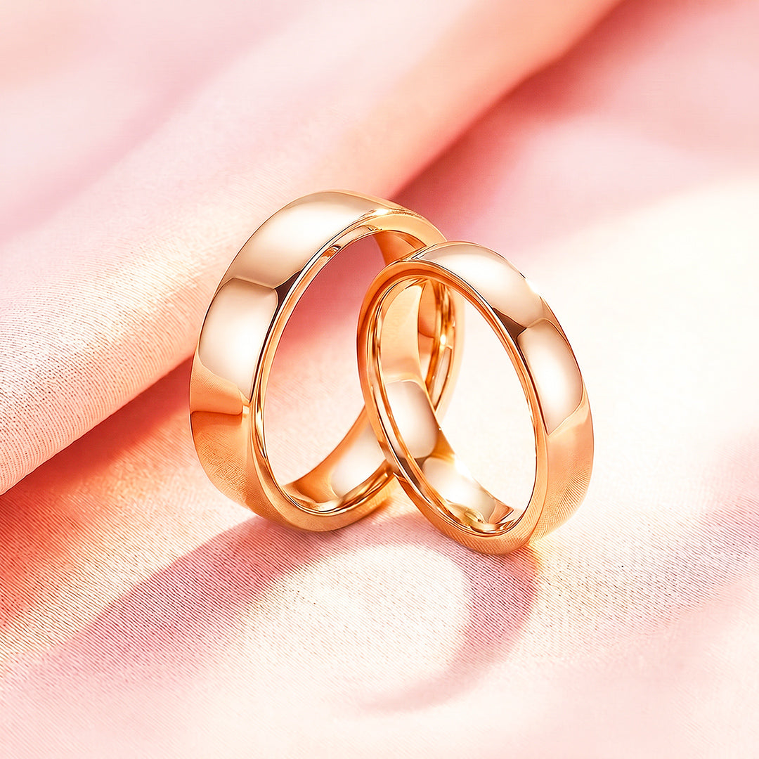 Classic Rose Gold Couple Rings | Matching Rose Gold Stainless Steel Couple Rings