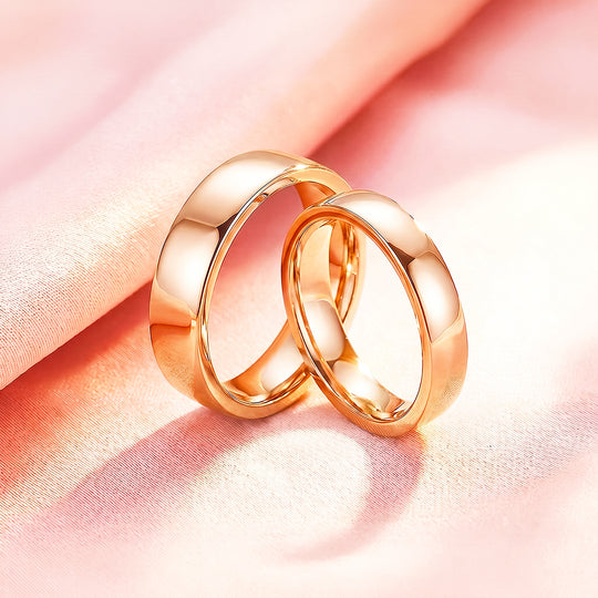 Classic Rose Gold Couple Rings | Matching Rose Gold Stainless Steel Couple Rings
