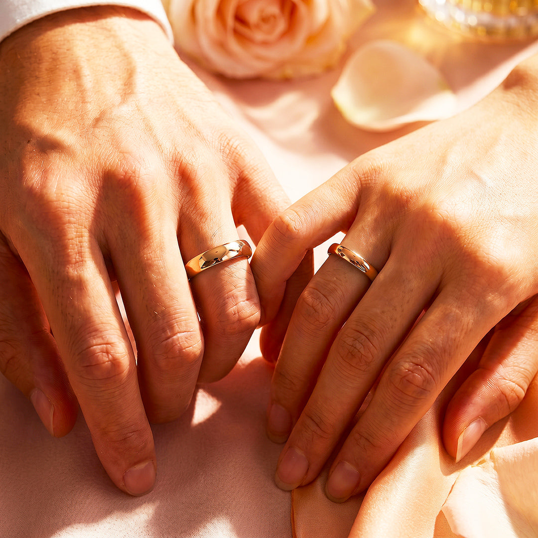 Classic Rose Gold Couple Rings | Matching Rose Gold Stainless Steel Couple Rings