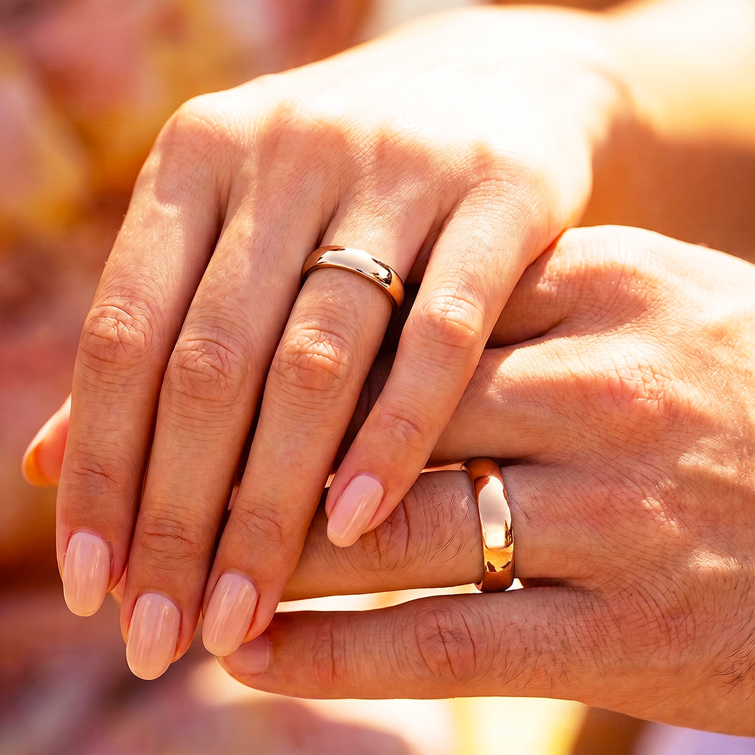 Classic Rose Gold Couple Rings | Matching Rose Gold Stainless Steel Couple Rings