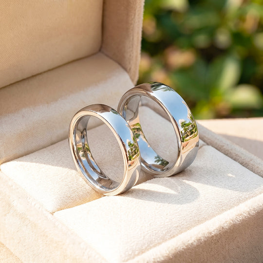 Classic Silver Couple Rings | Matching Silver Stainless Steel Couple Rings