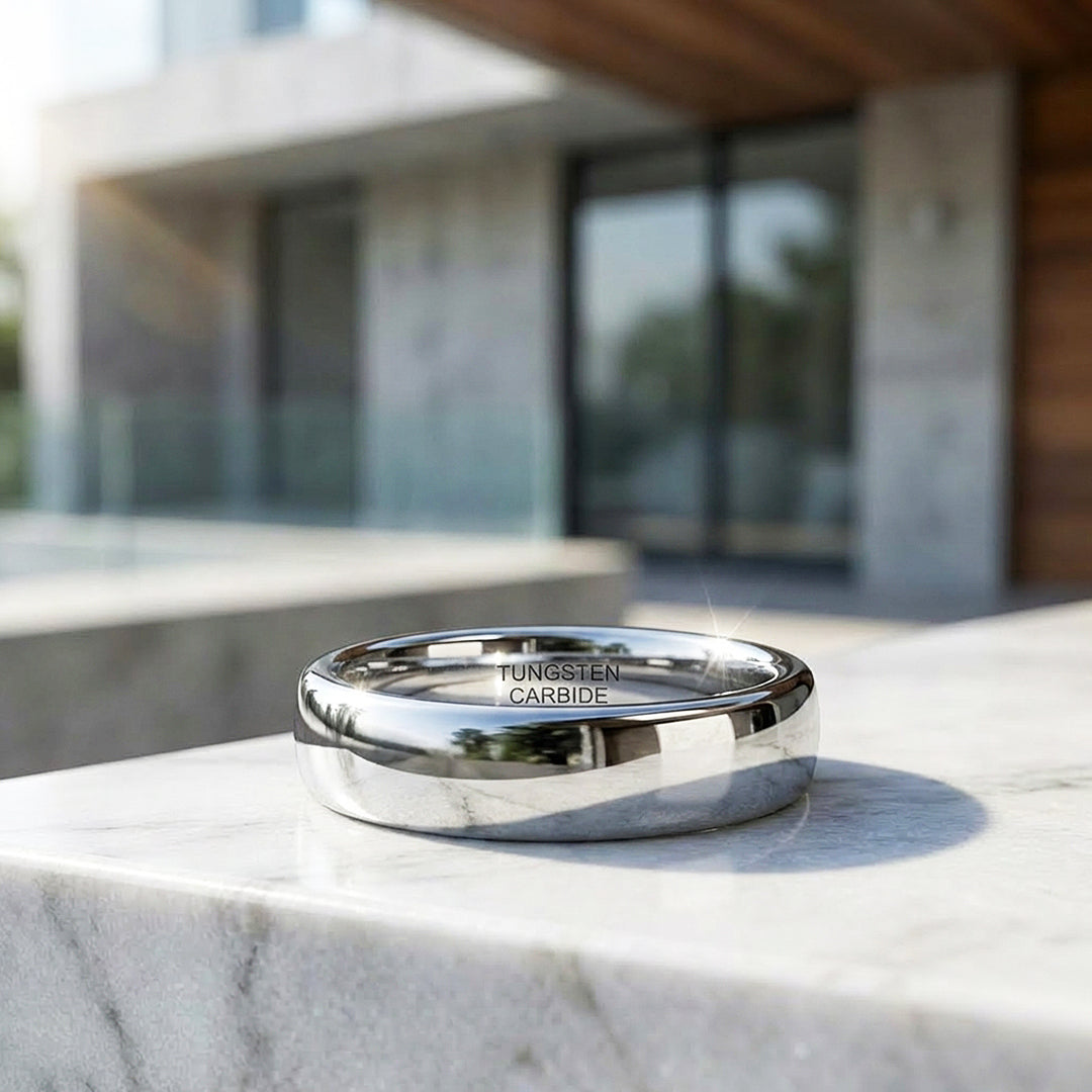 Classic Silver Polished Tungsten Carbide Ring - Ring | Singapore Jewellery, Wedding Rings &amp; Gifts | Same Day Delivery | Tiara.com.sg