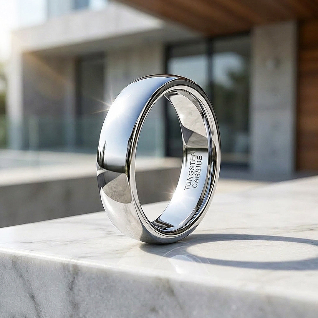 Classic Silver Polished Tungsten Carbide Ring – Tiara.com.sg