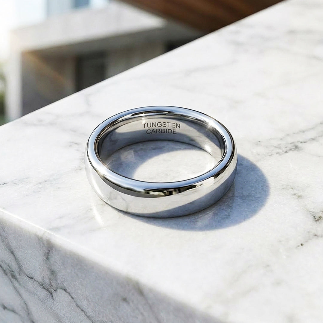 Classic Silver Polished Tungsten Carbide Ring - Ring | Singapore Jewellery, Wedding Rings &amp; Gifts | Same Day Delivery | Tiara.com.sg