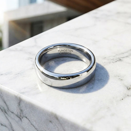 Classic Silver Polished Tungsten Carbide Ring - Ring | Singapore Jewellery, Wedding Rings &amp; Gifts | Same Day Delivery | Tiara.com.sg