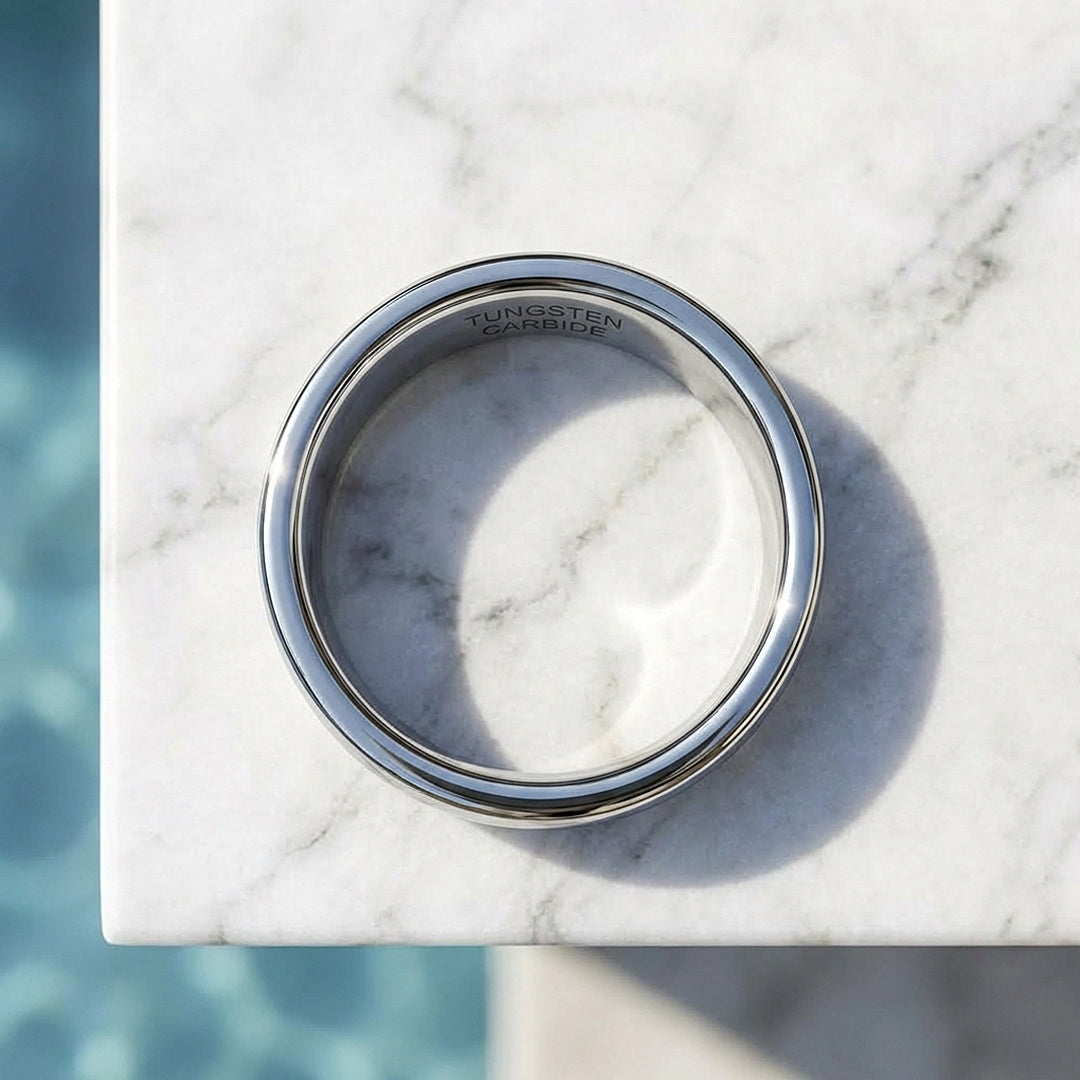 Classic Silver Polished Tungsten Carbide Ring - Ring | Singapore Jewellery, Wedding Rings &amp; Gifts | Same Day Delivery | Tiara.com.sg