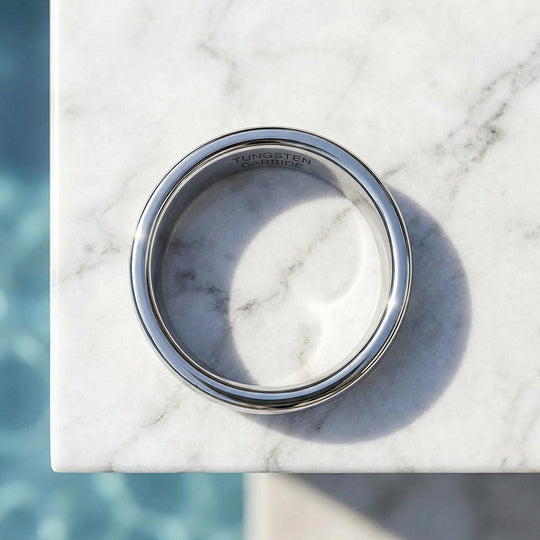 Classic Silver Polished Tungsten Carbide Ring - Ring | Singapore Jewellery, Wedding Rings &amp; Gifts | Same Day Delivery | Tiara.com.sg