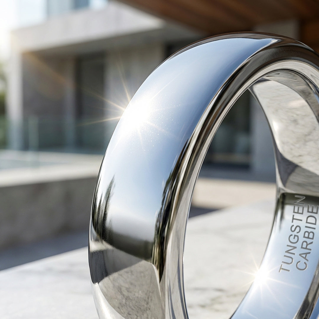 Classic Silver Polished Tungsten Carbide Ring - Ring | Singapore Jewellery, Wedding Rings &amp; Gifts | Same Day Delivery | Tiara.com.sg
