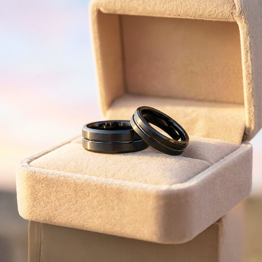 Destin | Tungsten Couple Rings | Black Wedding Bands