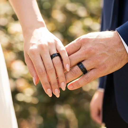 Destin | Tungsten Couple Rings | Black Wedding Bands