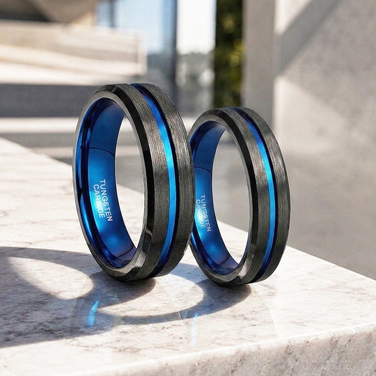 Earric | Brushed Channel Tungsten Carbide Ring | Men&