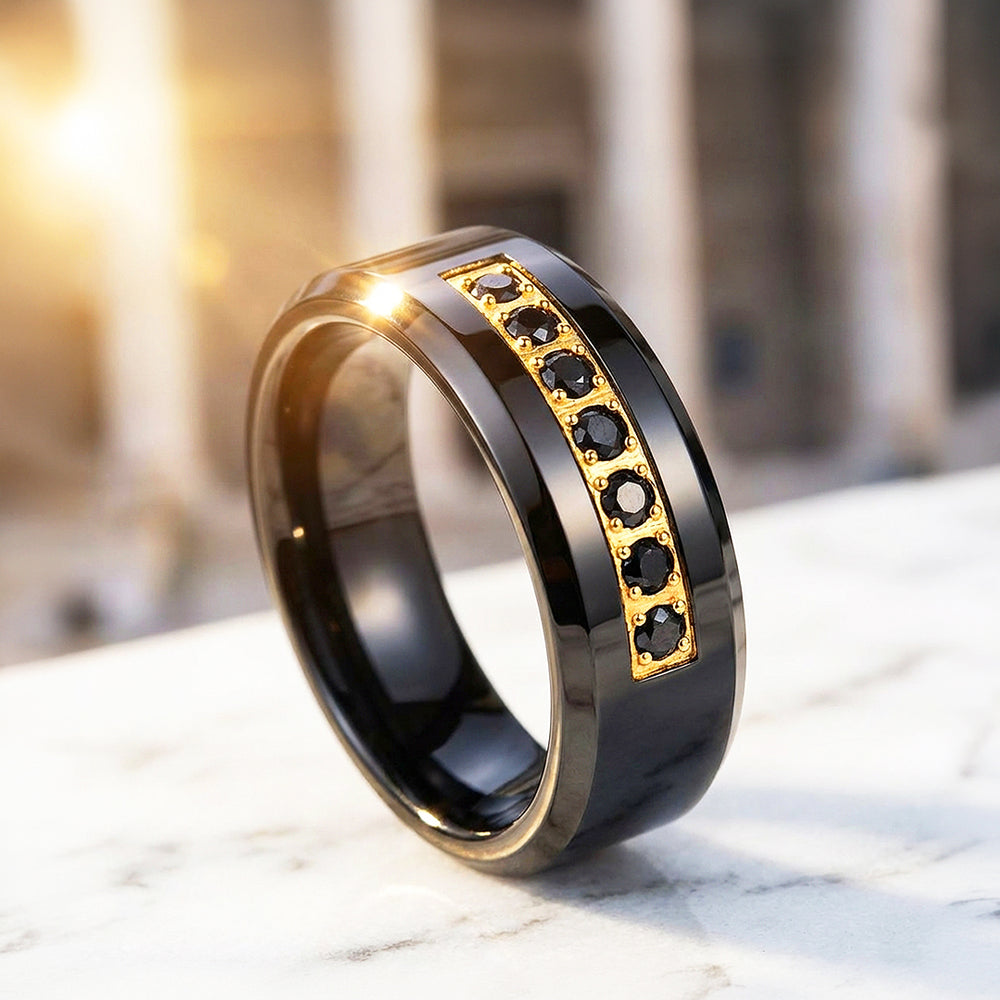 Ebonite Polished Black Tungsten Carbide Ring - Ring | Singapore Jewellery, Wedding Rings & Gifts | Same Day Delivery | Tiara.com.sg