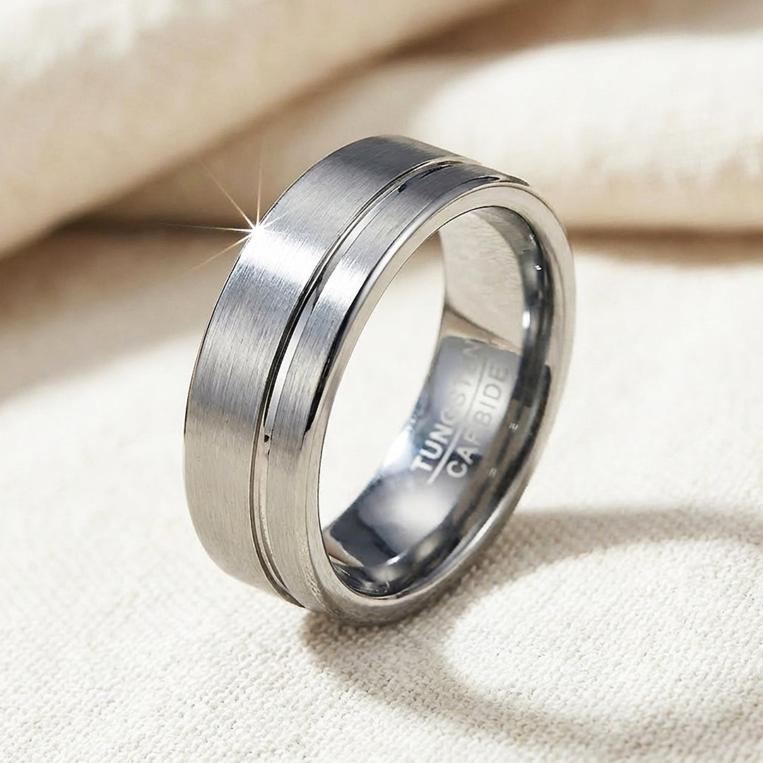 Edge Brushed Tungsten Carbide Ring - Ring | Singapore Jewellery, Wedding Rings & Gifts | Same Day Delivery | Tiara.com.sg