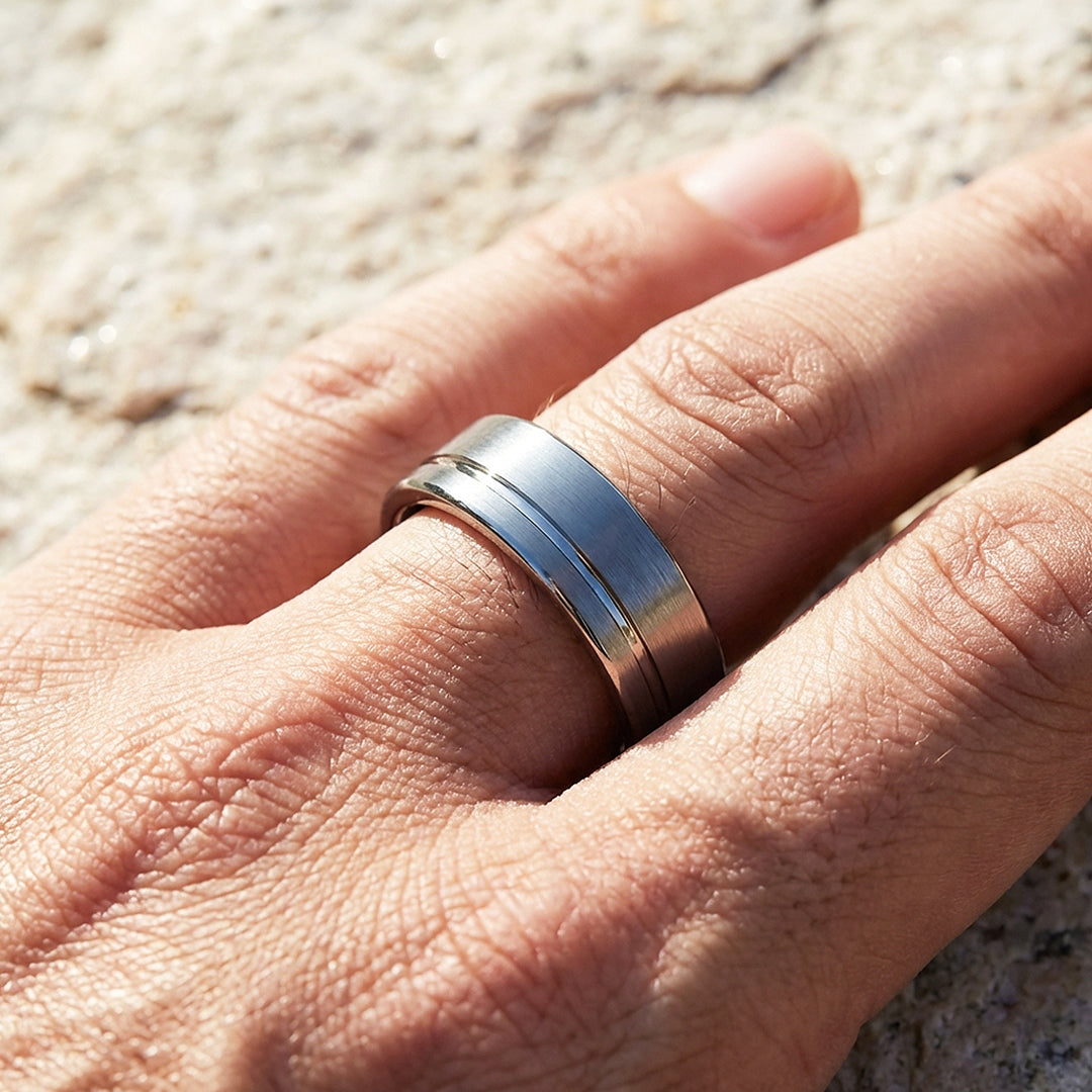 Edge Brushed Tungsten Carbide Ring - Ring | Singapore Jewellery, Wedding Rings &amp; Gifts | Same Day Delivery | Tiara.com.sg