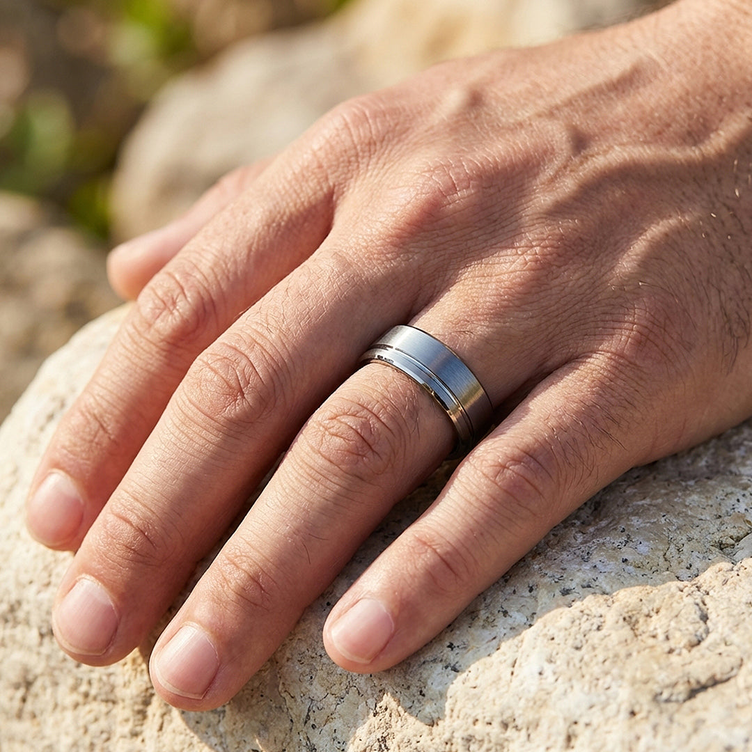 Edge Brushed Tungsten Carbide Ring - Ring | Singapore Jewellery, Wedding Rings &amp; Gifts | Same Day Delivery | Tiara.com.sg
