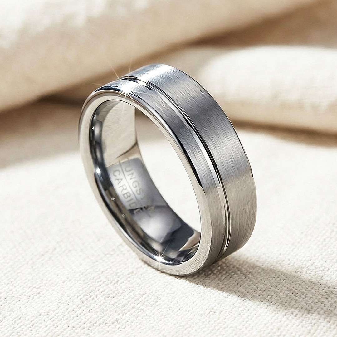 Edge Brushed Tungsten Carbide Ring - Ring | Singapore Jewellery, Wedding Rings &amp; Gifts | Same Day Delivery | Tiara.com.sg