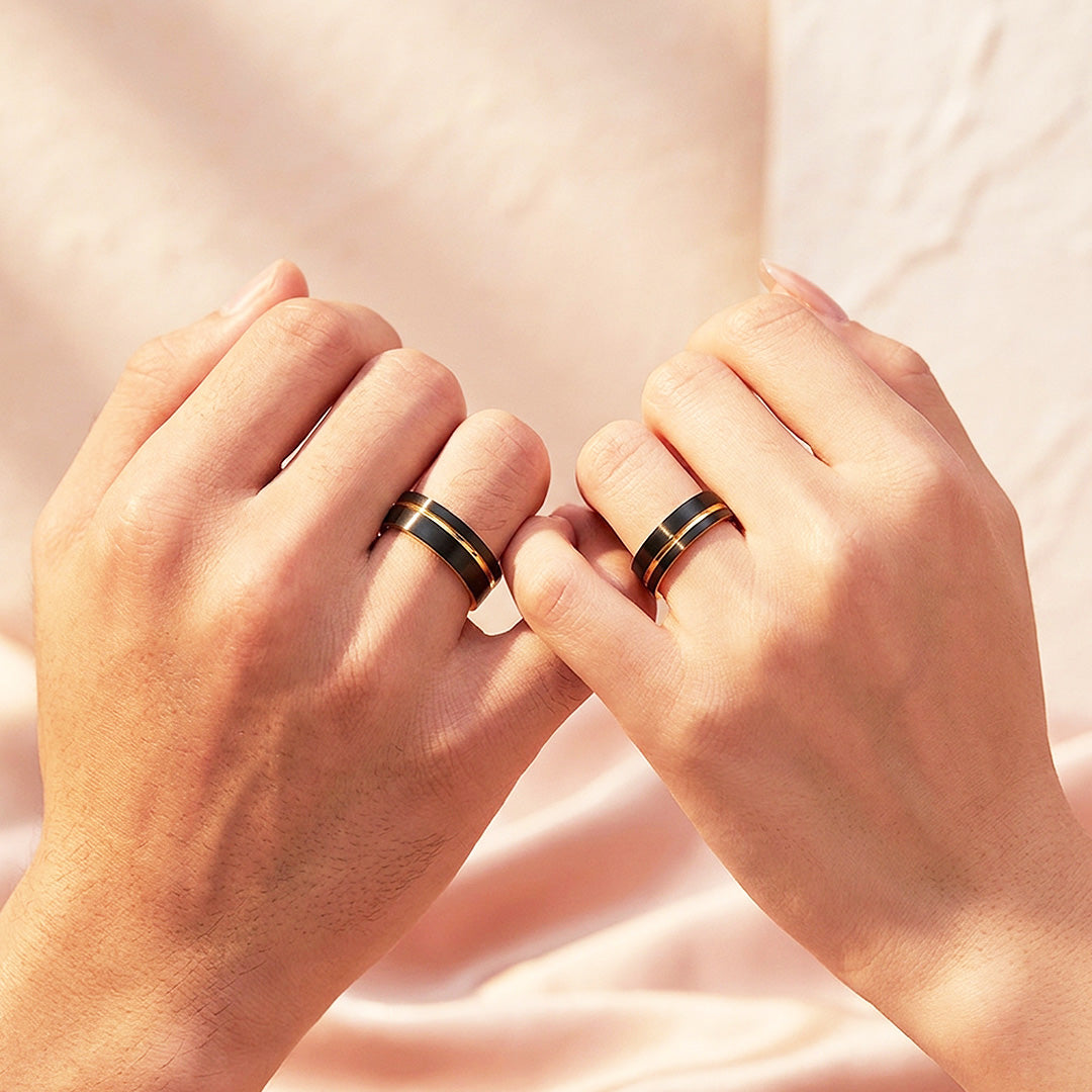 Emmove | Tungsten Couple Rings | Black Wedding Bands
