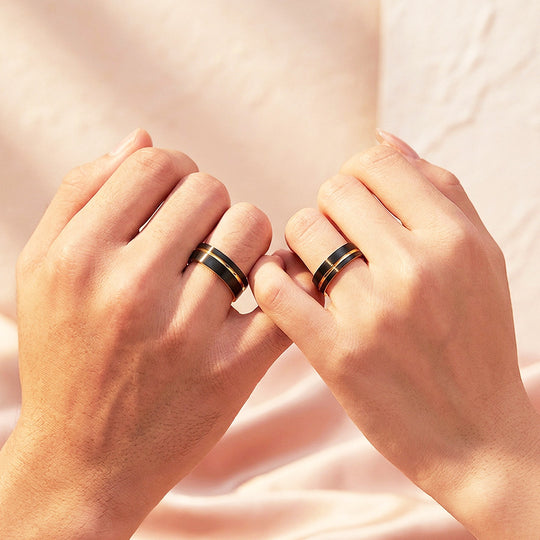 Emmove | Tungsten Couple Rings | Black Wedding Bands