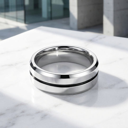 Equator Brushed Black Groove Tungsten Carbide Ring - Ring | Singapore Jewellery, Wedding Rings &amp; Gifts | Same Day Delivery | Tiara.com.sg
