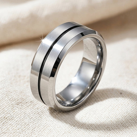 Equator Brushed Black Groove Tungsten Carbide Ring - Ring | Singapore Jewellery, Wedding Rings &amp; Gifts | Same Day Delivery | Tiara.com.sg