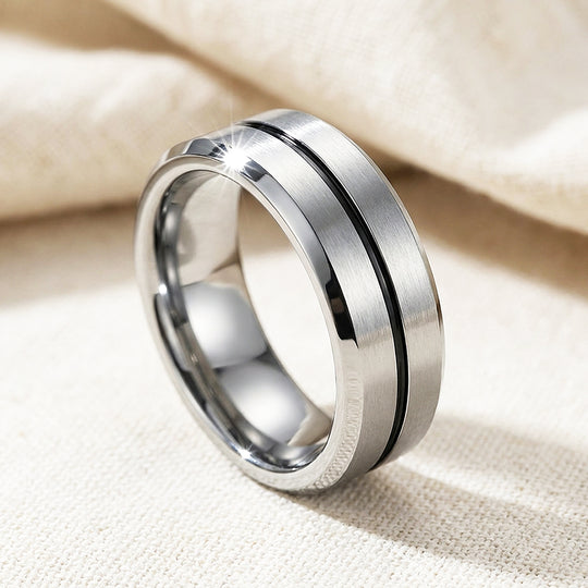 Equator Brushed Black Groove Tungsten Carbide Ring - Ring | Singapore Jewellery, Wedding Rings &amp; Gifts | Same Day Delivery | Tiara.com.sg