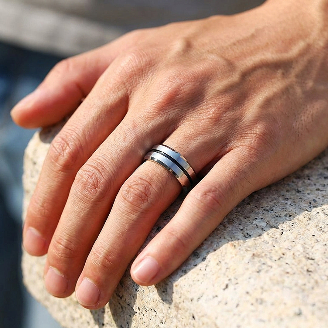Equator Brushed Black Groove Tungsten Carbide Ring - Ring | Singapore Jewellery, Wedding Rings &amp; Gifts | Same Day Delivery | Tiara.com.sg