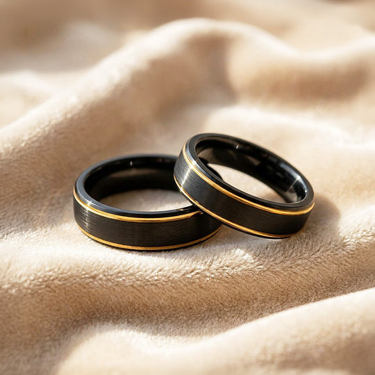 Ernest | Tungsten Couple Rings | Black Wedding Bands