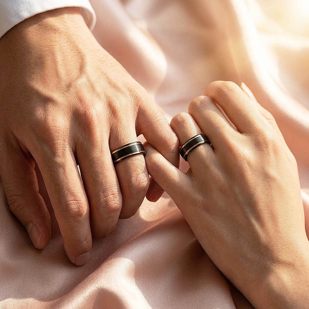 Ernest | Tungsten Couple Rings | Black Wedding Bands
