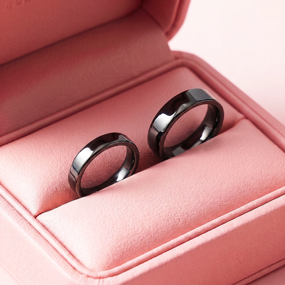 Essential Black Couple Rings | Matching Flat Black Stainless Steel Couple Rings
