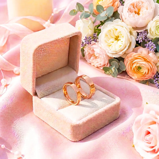 Essential Rose Gold Couple Rings | Matching Flat Rose Gold Stainless Steel Couple Rings