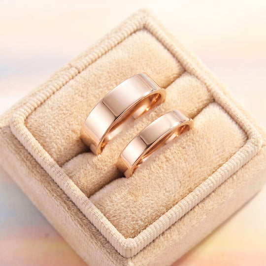 Essential Rose Gold Couple Rings | Matching Flat Rose Gold Stainless Steel Couple Rings