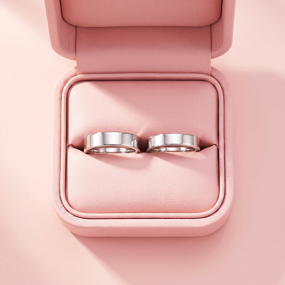 Essential Silver Couple Rings | Matching Flat Silver Stainless Steel Couple Rings