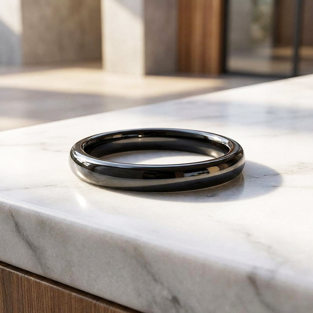 Eternal Black Polished Tungsten Carbide Ring
