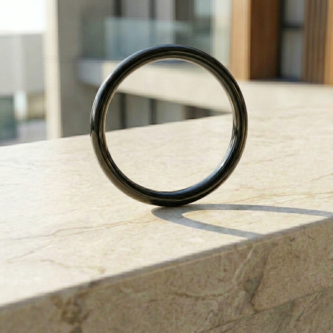 Eternal Black Polished Tungsten Carbide Ring