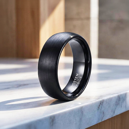Fergus | Matte Brushed Black Tungsten Carbide | Men&