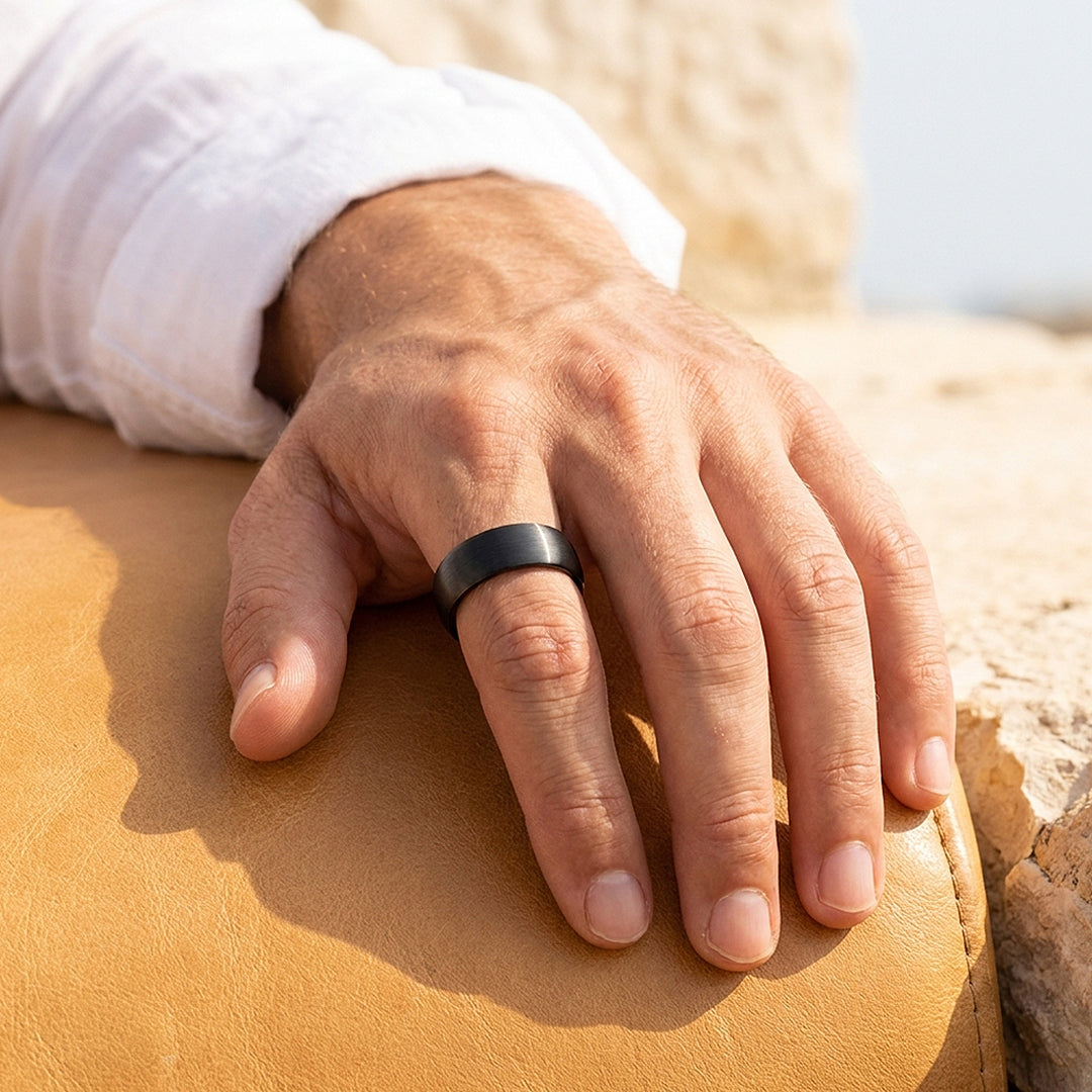 Fergus | Matte Brushed Black Tungsten Carbide | Men&
