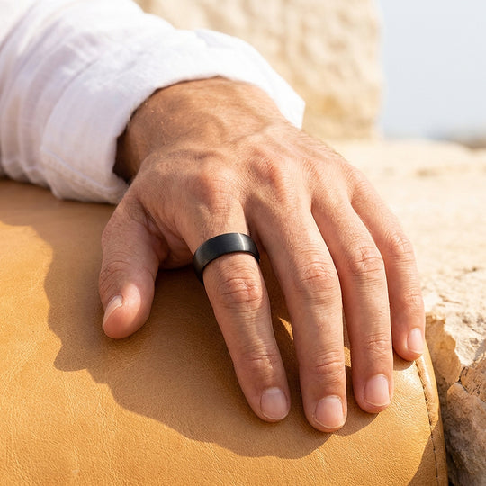 Fergus | Matte Brushed Black Tungsten Carbide | Men&