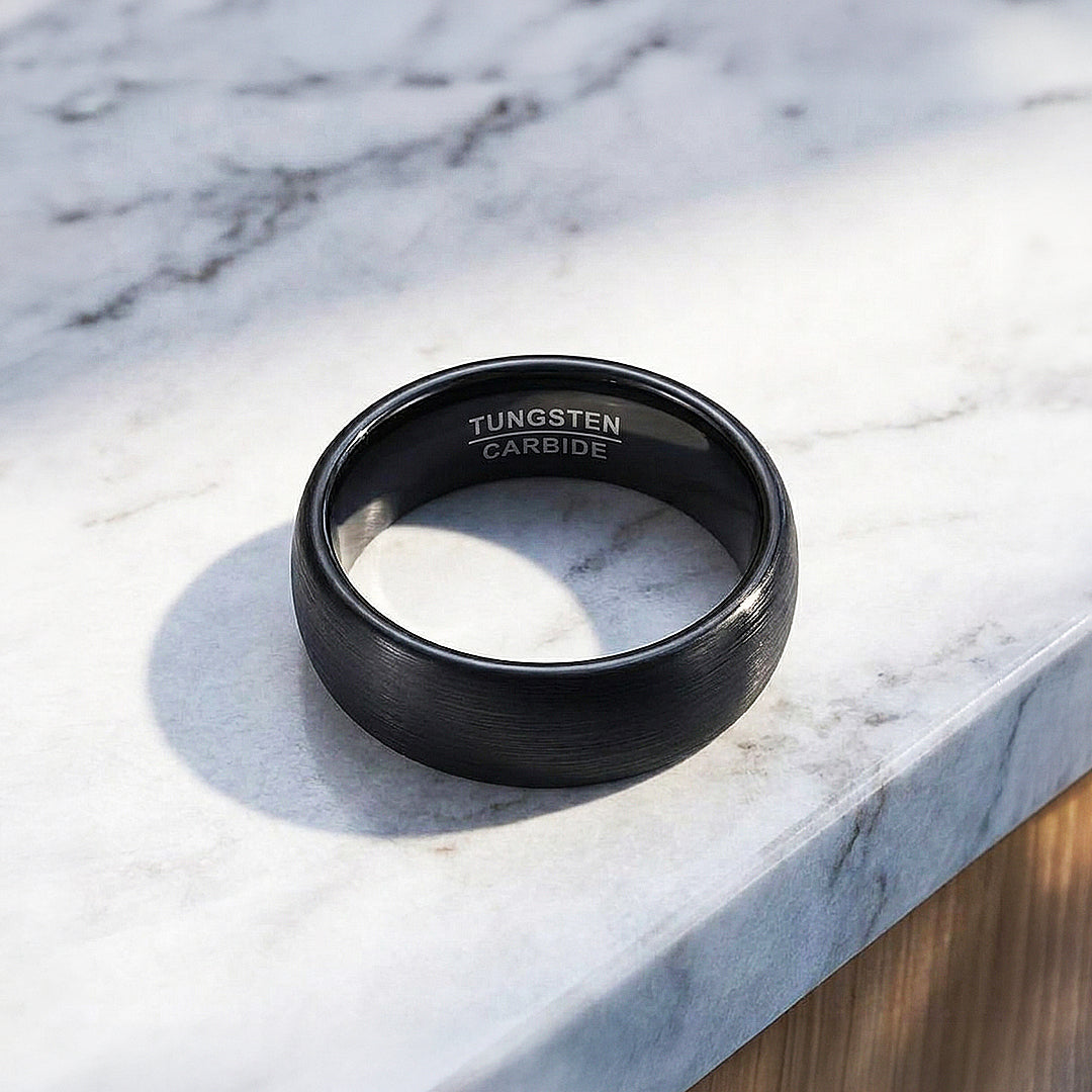 Fergus | Matte Brushed Black Tungsten Carbide | Men&