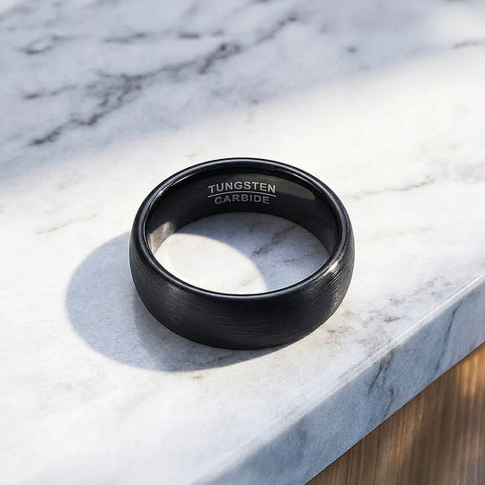 Fergus | Matte Brushed Black Tungsten Carbide | Men&