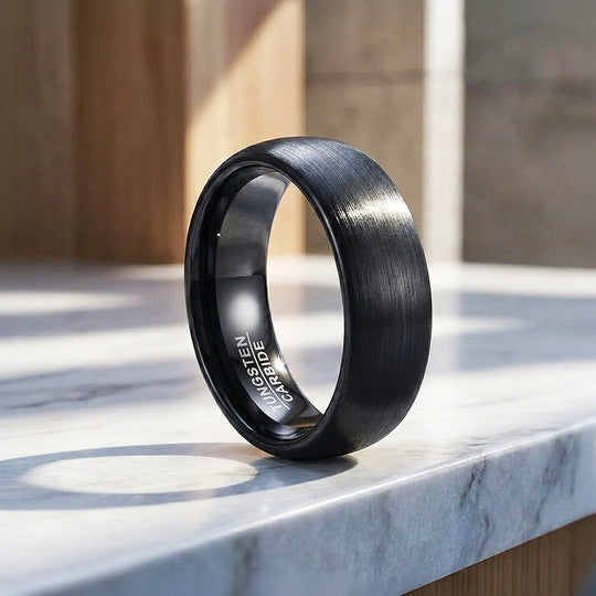 Fergus | Matte Brushed Black Tungsten Carbide | Men&
