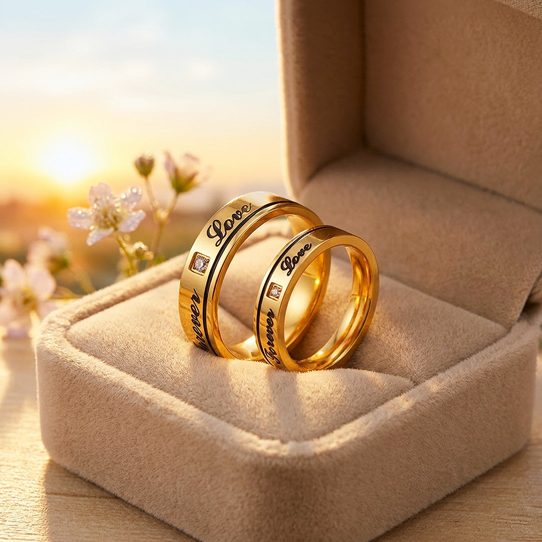 Forever Love | High-Polished Engraved Script Flat Wedding Band